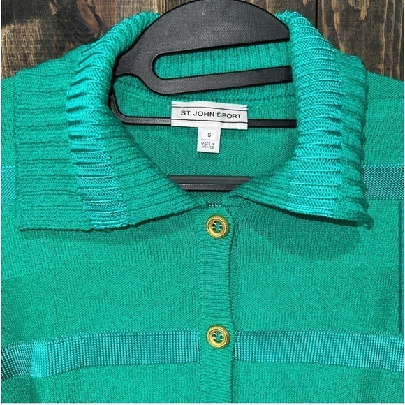 St John Cardigan Sweater Size S Button Front Wool Blend Green Striped Vtg Y2K - Picture 6 of 9